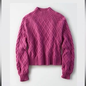 American Eagle pink knit mock sweater